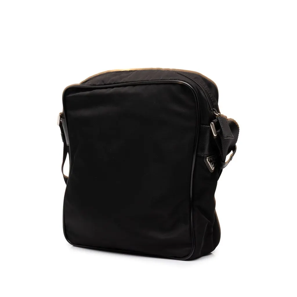 Prada Tessuto Zip Top Crossbody Black Polyamide Good - Back View