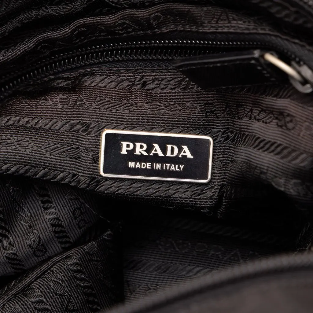 Prada Tessuto Zip Top Crossbody Black Polyamide Good - Box View