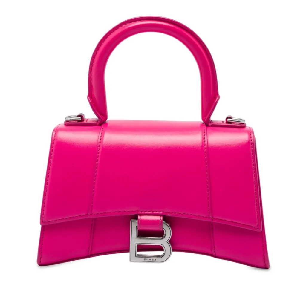 Balenciaga Calfskin Hourglass Top Handle Bag XS Pink Leather Very good - Front View