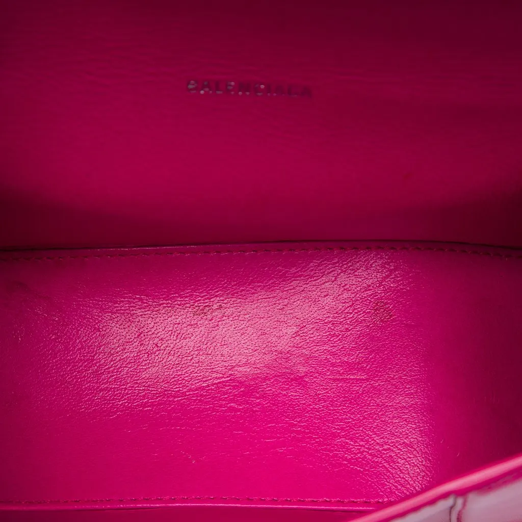 Balenciaga Calfskin Hourglass Top Handle Bag XS Pink Leather Very good - Model View