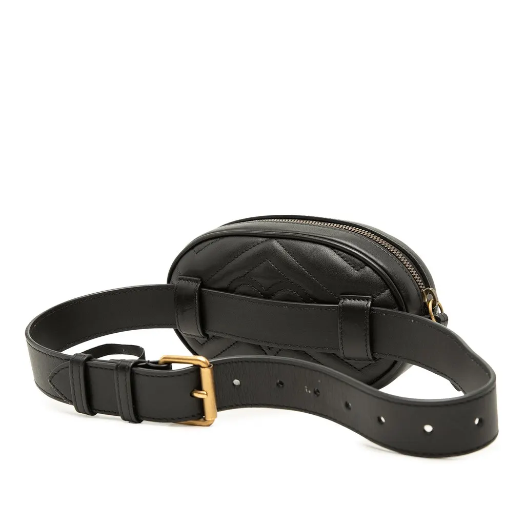 Gucci GG Marmont Matelasse Calfskin Belt Bag Black Leather Very good - Back View