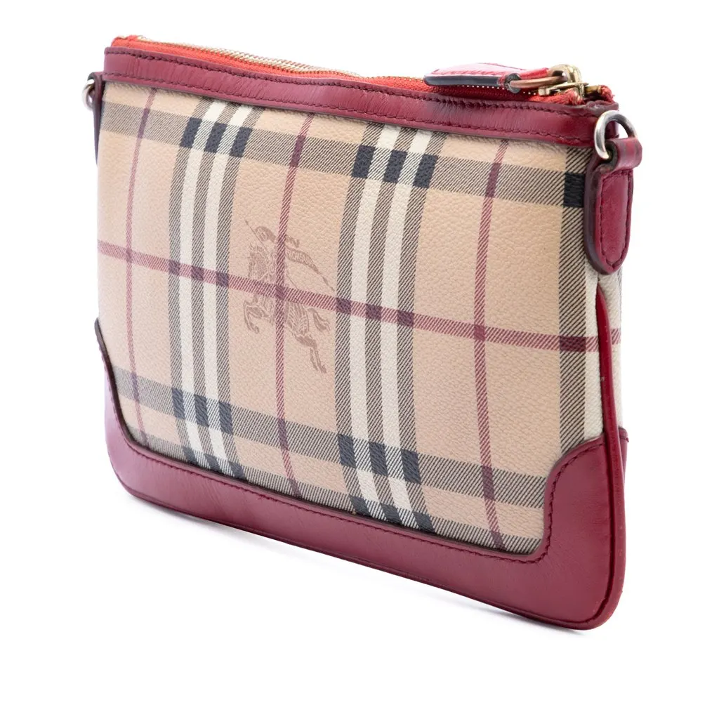 Burberry Haymarket Check Coated Canvas Peyton Crossbody Beige Canvas Very good - Back View