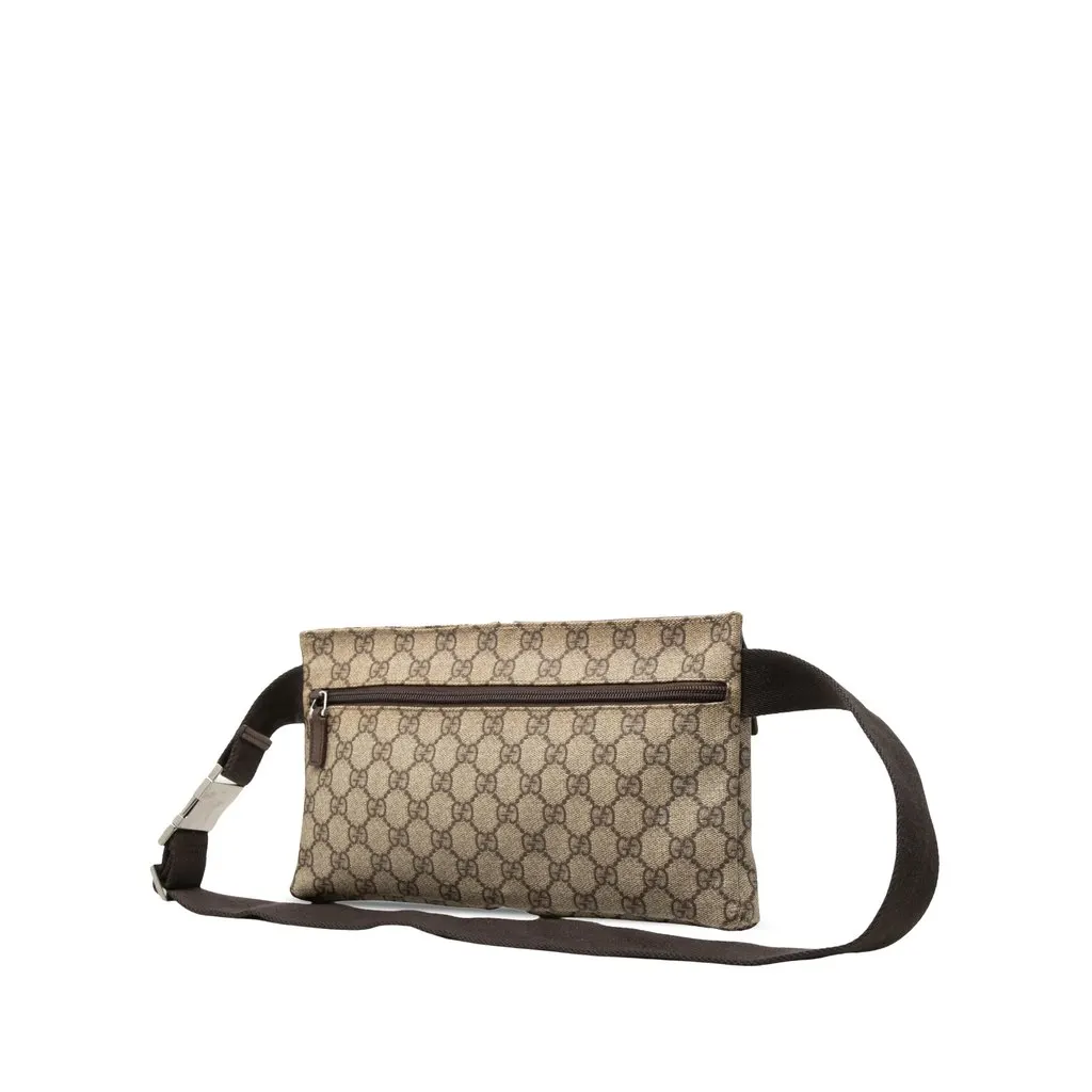 Gucci GG Supreme Double Pocket Belt Bag Beige Canvas Very good - Back View