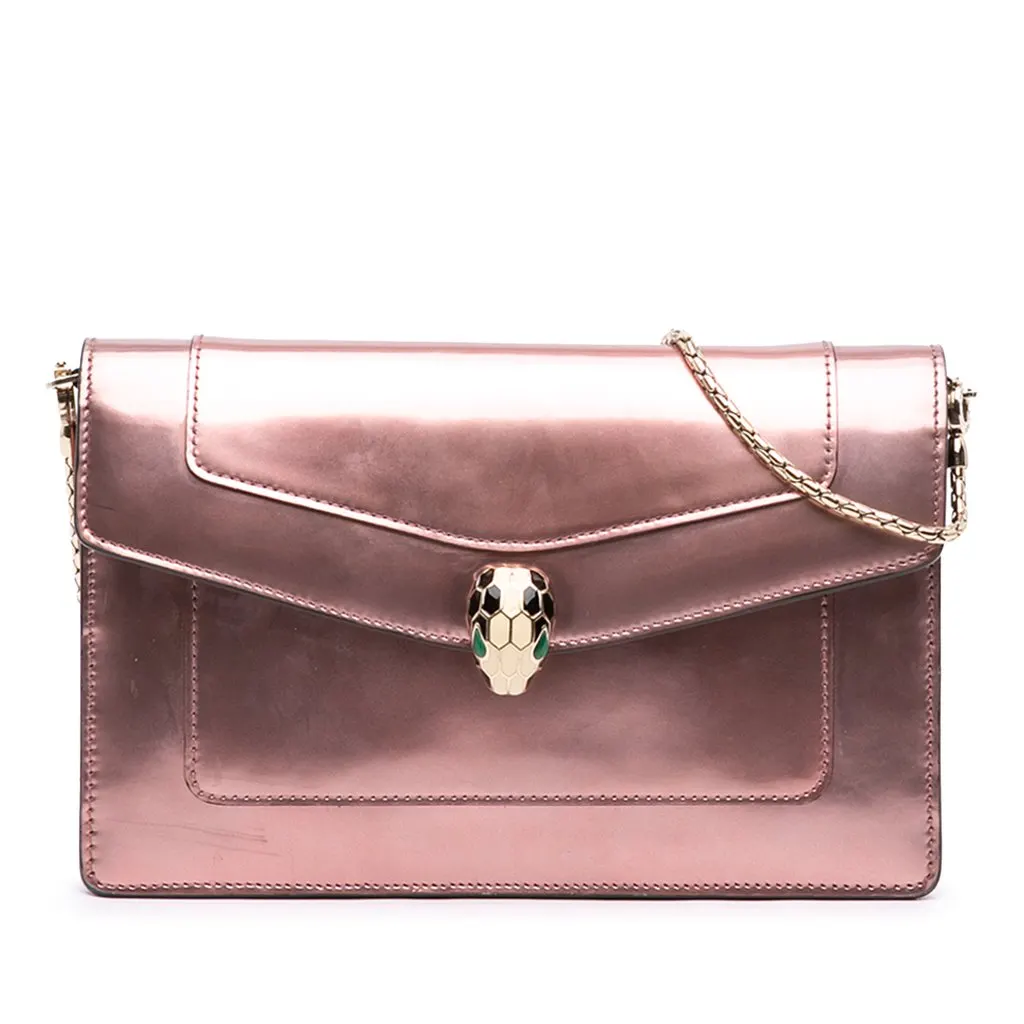 Bvlgari Patent Serpenti Forever Wallet on Chain Pink Leather Very good - Front View