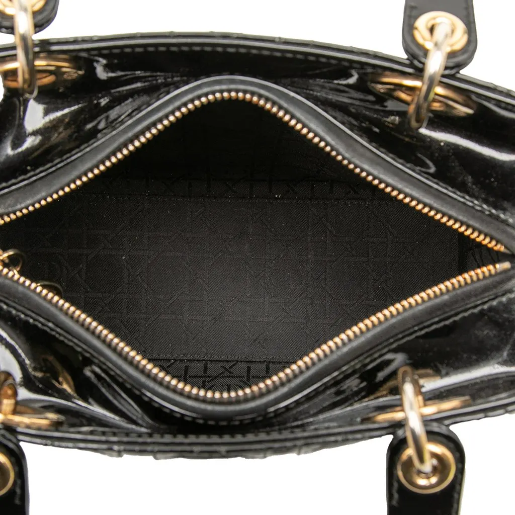 Dior Medium Patent Cannage Lady Dior Black Leather Very good - Model View