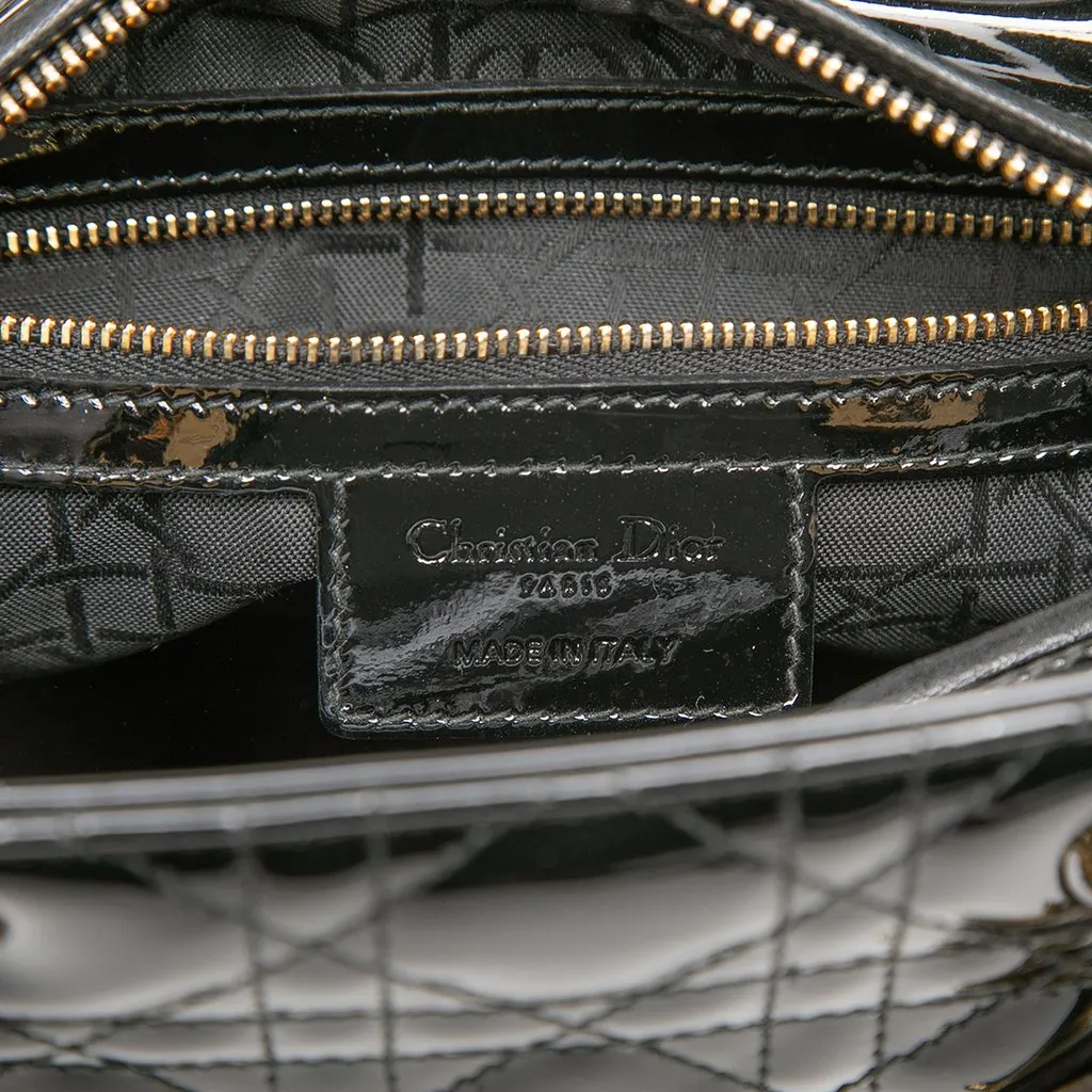 Dior Medium Patent Cannage Lady Dior Black Leather Very good - Box View
