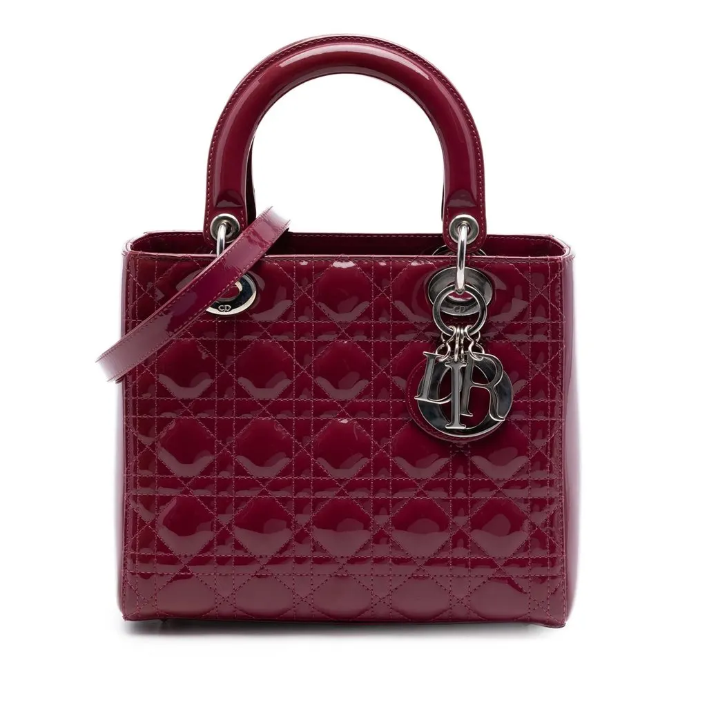 Dior Medium Patent Cannage Lady Dior Red Leather Very good - Front View