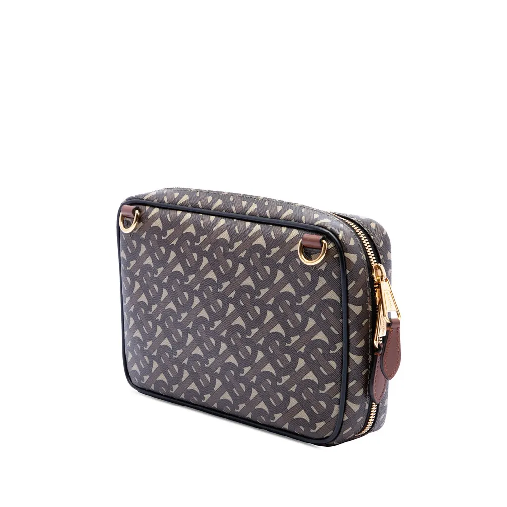 Burberry TB Monogram E-Canvas Camera Bag Brown Very good - Back View