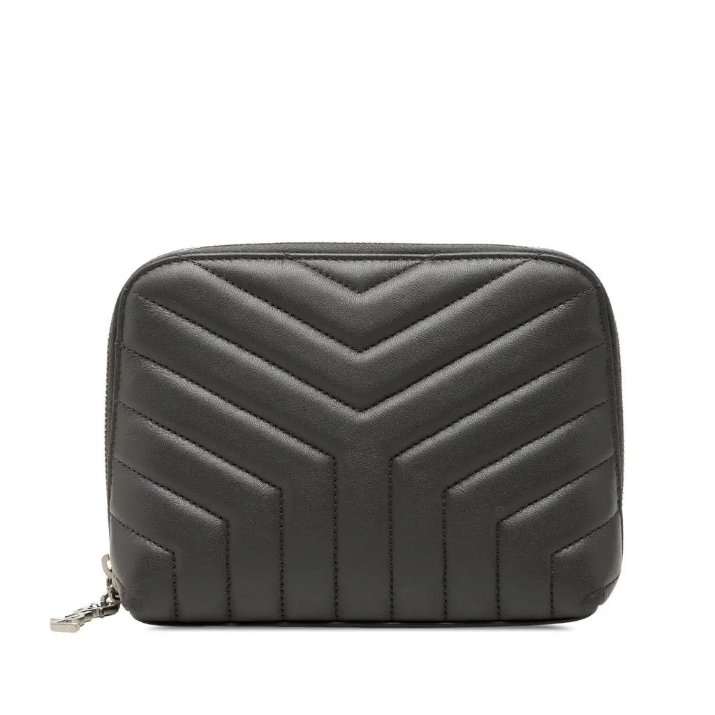 Saint Laurent Matelasse Lambskin Monogram Loulou Cosmetic Case Black Leather Very good - Front View