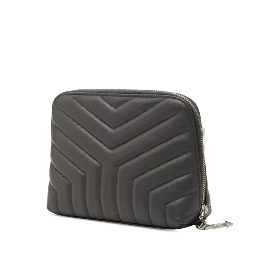 Saint Laurent Matelasse Lambskin Monogram Loulou Cosmetic Case Black Leather Very good - Back View