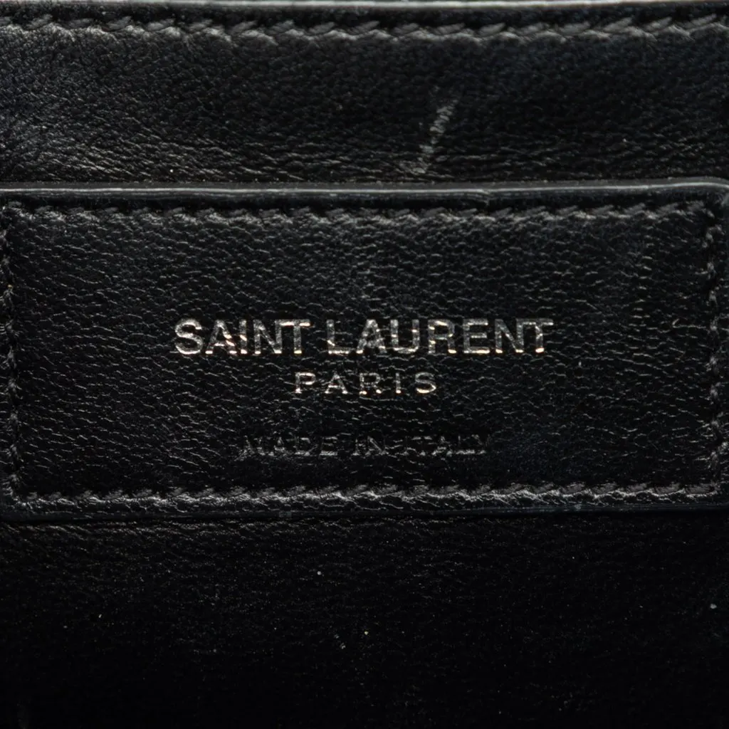 Saint Laurent Medium Croc Embossed Leather Monogram Kate Tassel Crossbody Black Leather Good - Box View