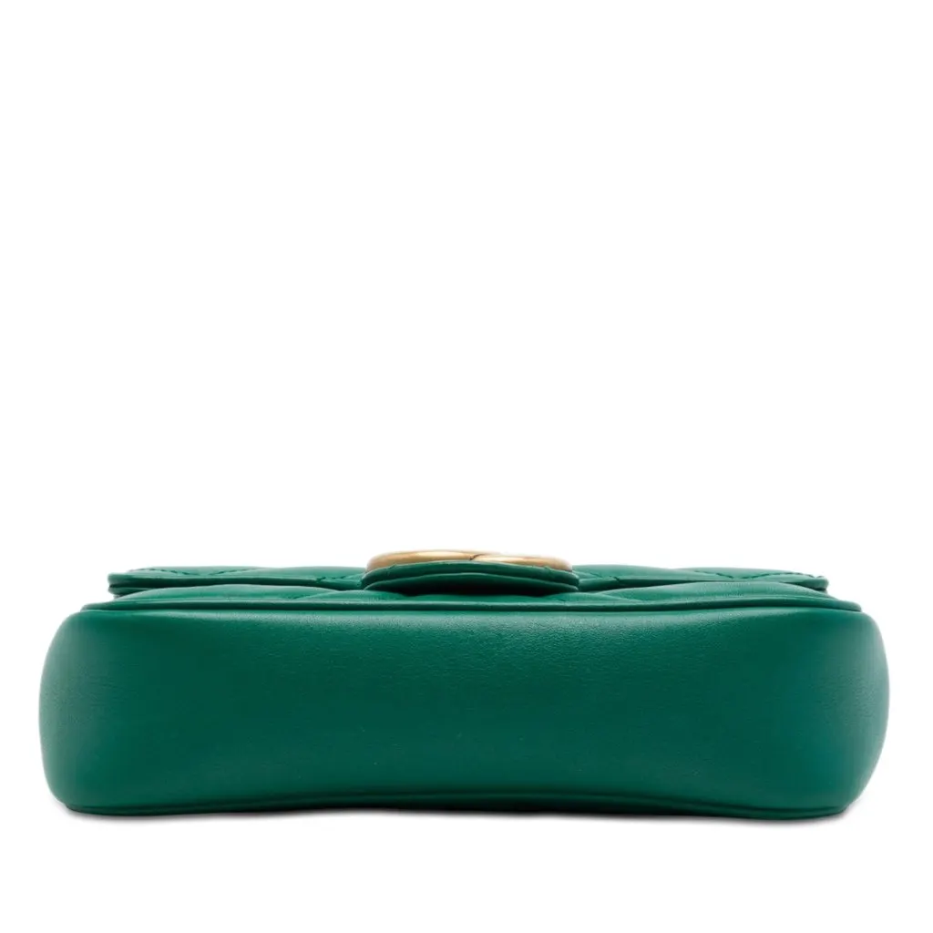Gucci Mini GG Marmont Matelasse Calfskin Flap Crossbody Green Leather Very good - Inside View