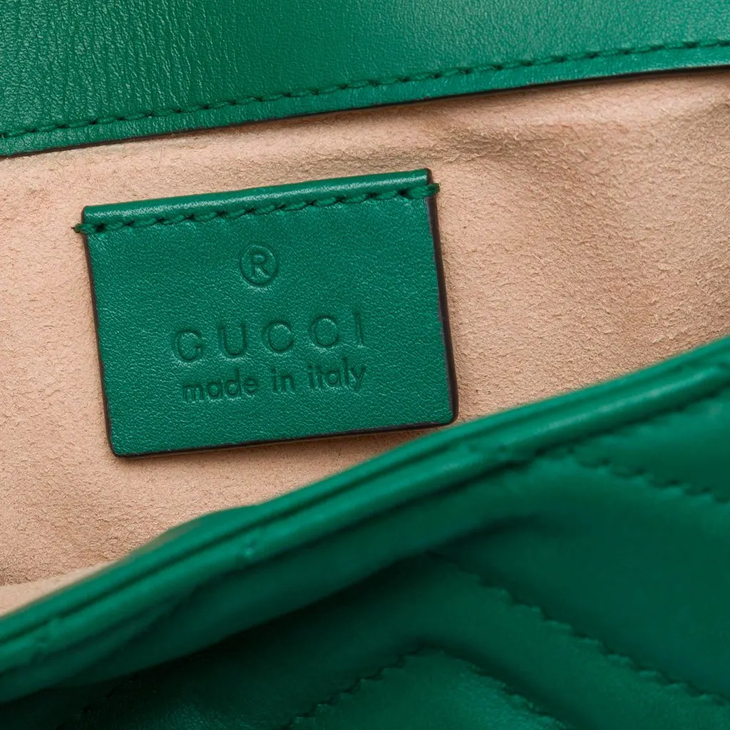 Gucci Mini GG Marmont Matelasse Calfskin Flap Crossbody Green Leather Very good - Box View