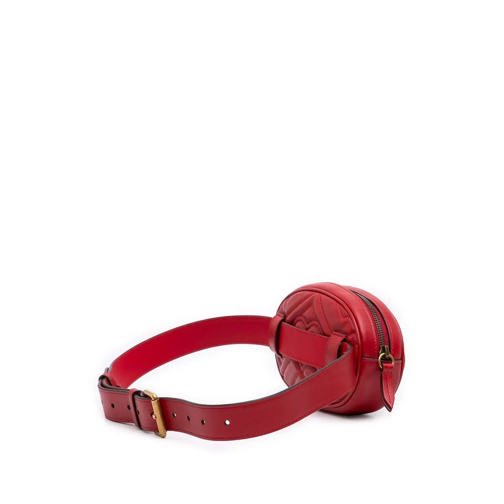 Gucci GG Marmont Matelasse Calfskin Belt Bag Red Leather Very good - Back View