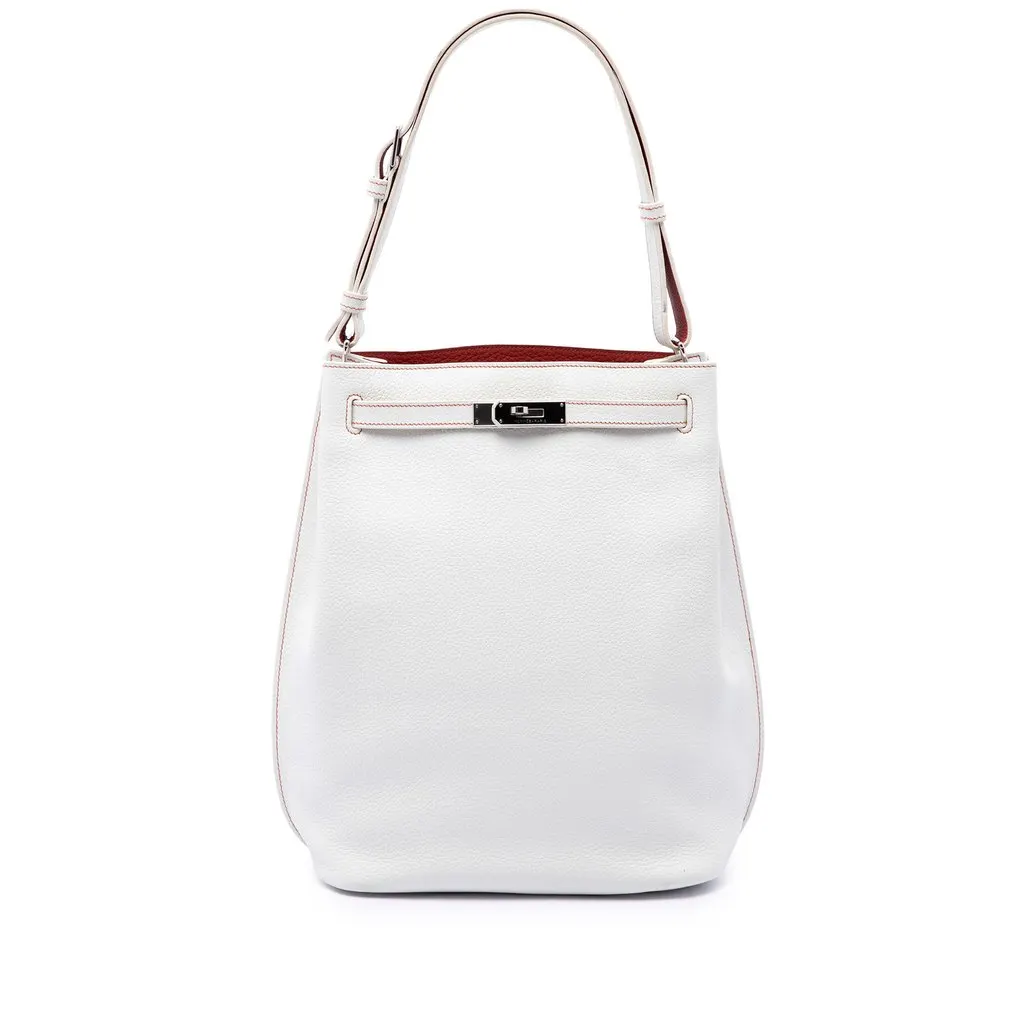 Hermès Clemence So Kelly 26 White Leather Very good - Front View