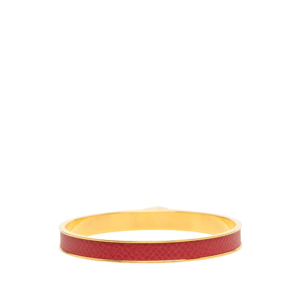 Hermès Gold Plated Courchevel Kelly Cadena Lock Bangle Bracelet Red Leather Very good - Inside View