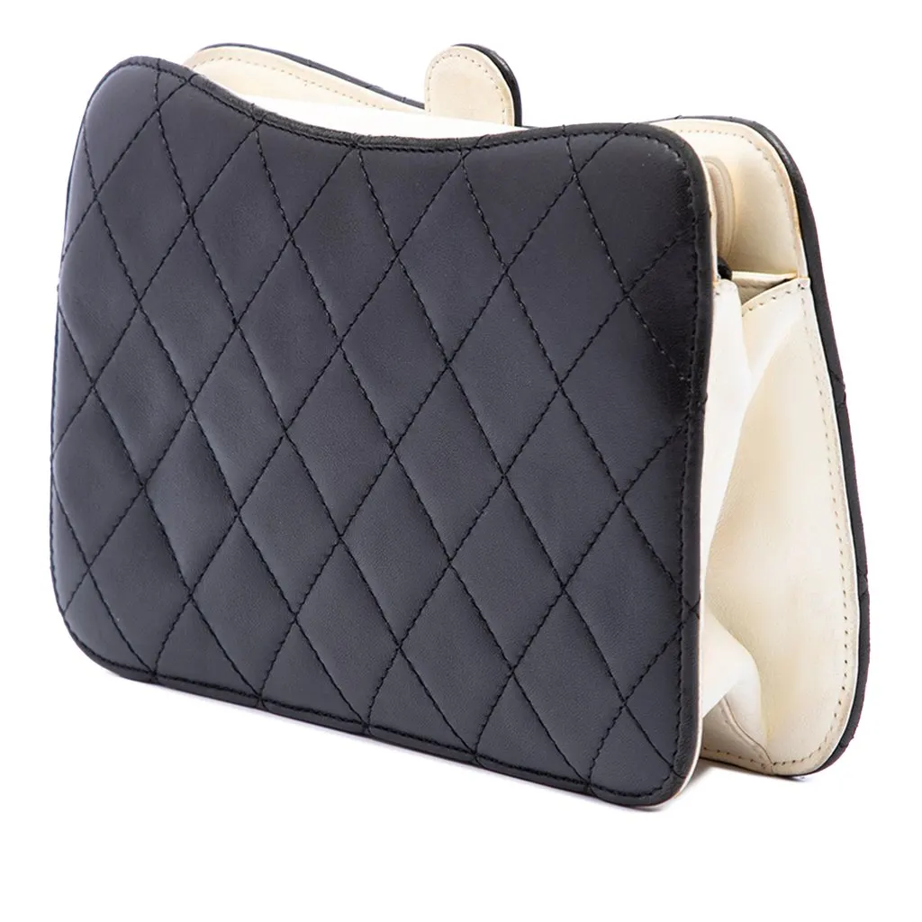 Chanel CC Quilted Lambskin Clutch with Chain Black Leather Very good - Back View