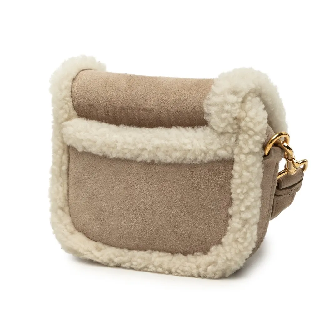 Dior Small Suede Shearling Bobby Crossbody Beige Suede Very good - Back View