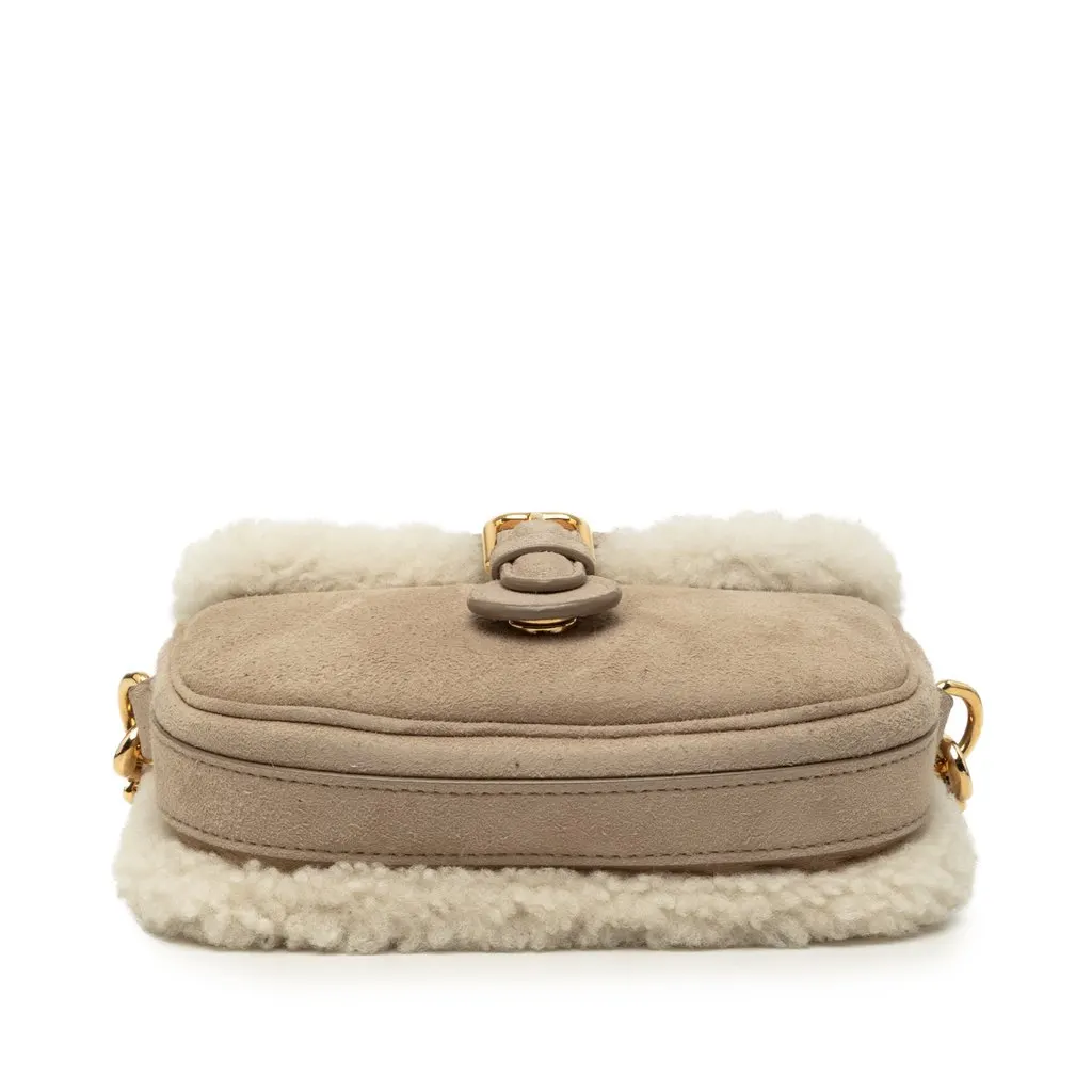 Dior Small Suede Shearling Bobby Crossbody Beige Suede Very good - Inside View