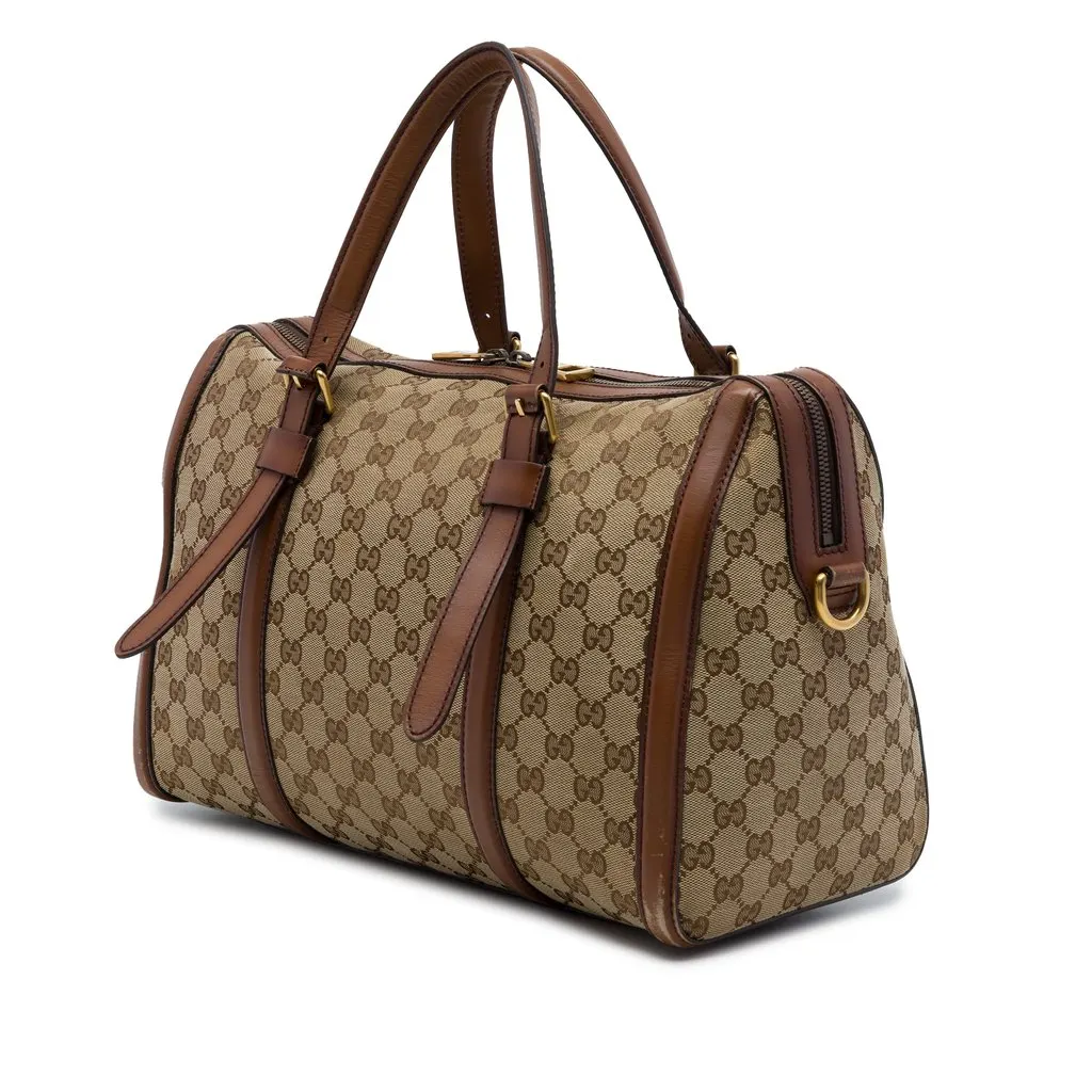 Gucci Medium GG Canvas Lady Web Boston Bag Beige Canvas Very good - Back View