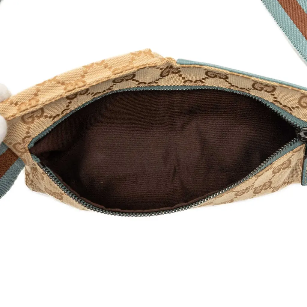Gucci GG Canvas Web Double Pocket Belt Bag Beige Very good - Model View