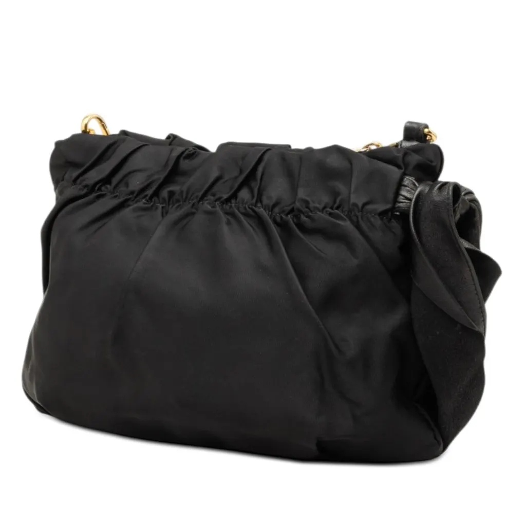 Prada Tessuto Canapa Logo Bow Crossbody Black Very good - Back View
