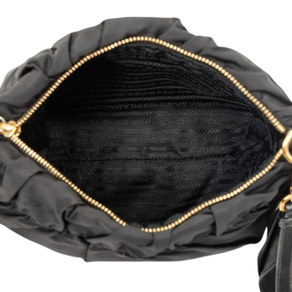 Prada Tessuto Canapa Logo Bow Crossbody Black Very good - Model View