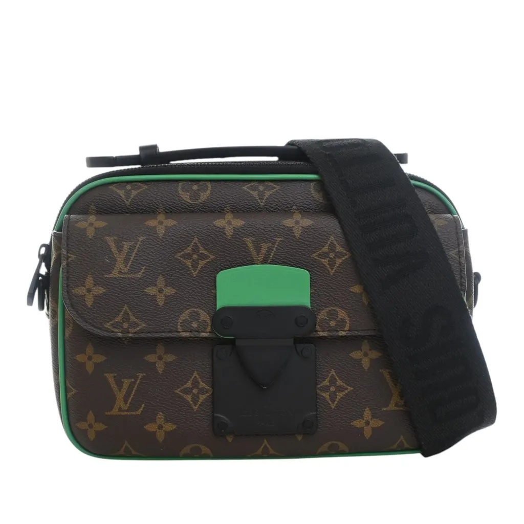 Louis Vuitton Monogram Macassar S Lock Messenger Bag Brown Very good - Front View