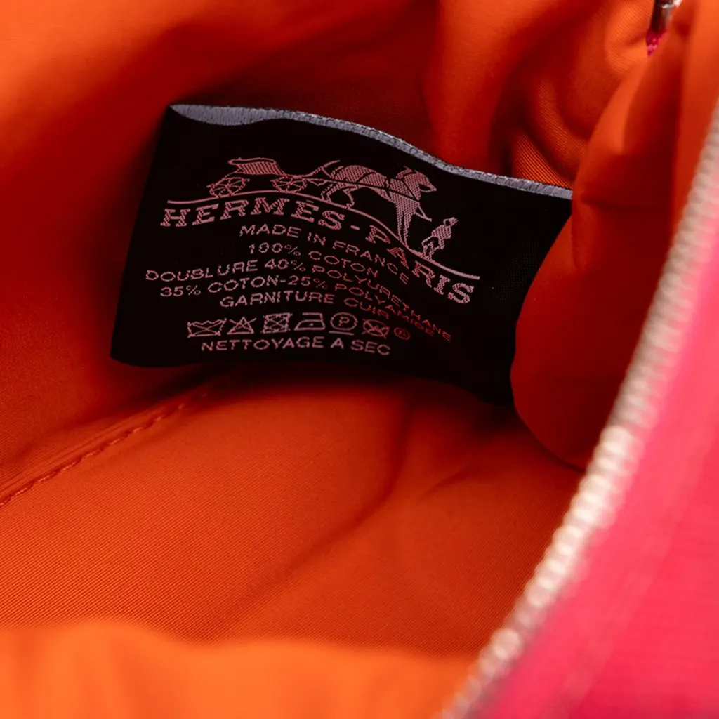 Hermès Toile Bolide Trousse De Voyage Pouch PM Pink Cotton Very good - Box View