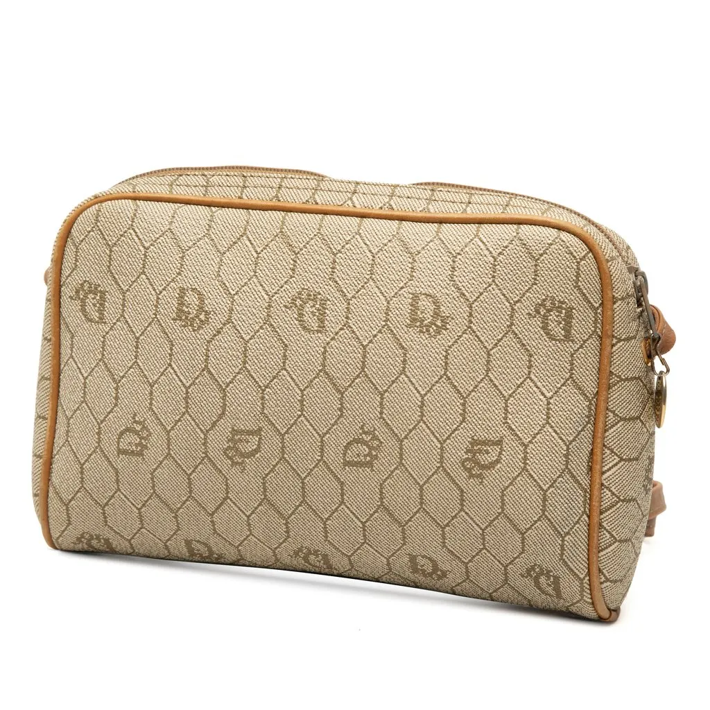 Dior Honeycomb Coated Canvas Crossbody Beige Canvas Good - Back View