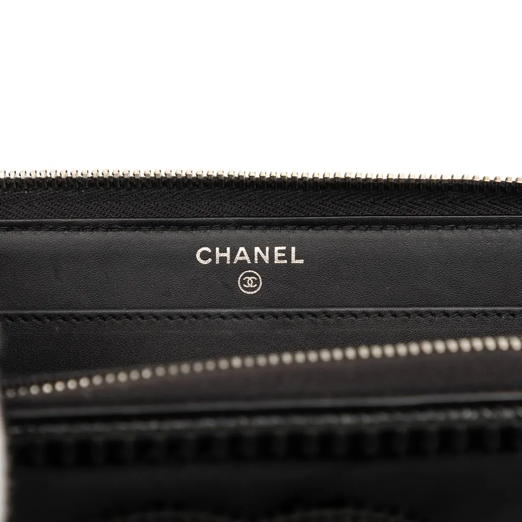 Chanel CC Patent Stitched Long Wallet Black Leather Very good - Box View