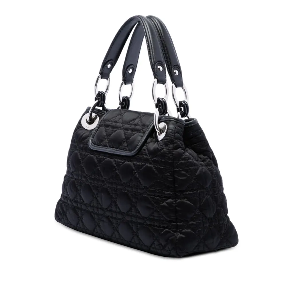 Dior Nylon Cannage Charming Lock Handbag Black Polyamide Very good - Back View