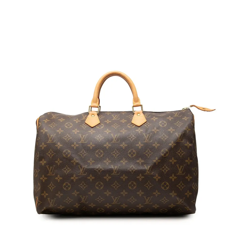 Louis Vuitton Monogram Speedy 40 Brown Canvas Good - Front View