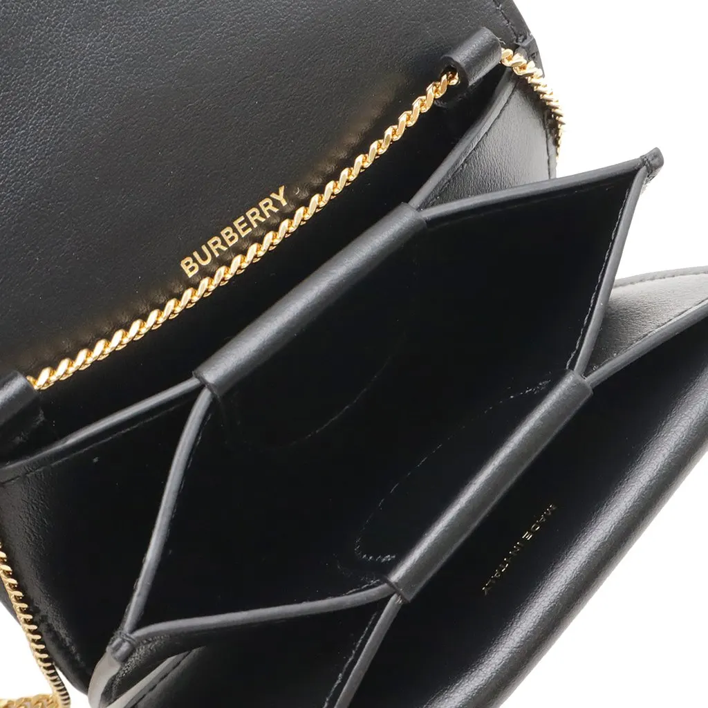 Burberry Grained Calfskin TB Jessie Card Case on Chain Black Leather Very good - Back View