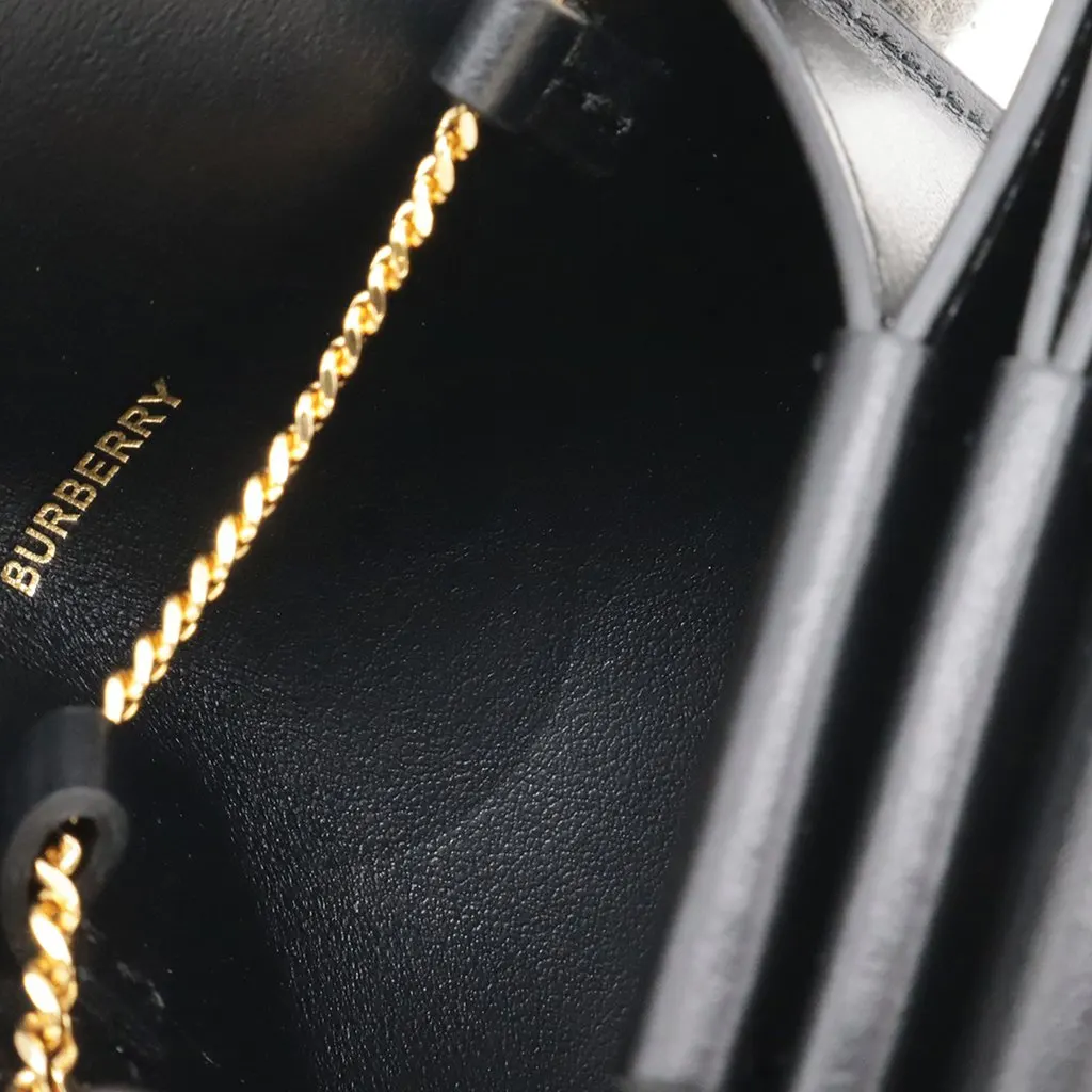 Burberry Grained Calfskin TB Jessie Card Case on Chain Black Leather Very good - Model View