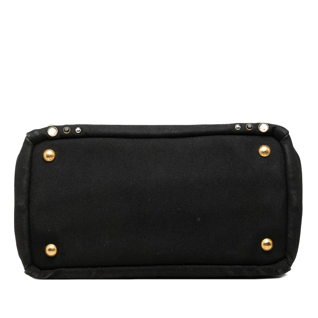 Prada Canvas Canapa Studded Handbag Black Canvas Very good - Inside View
