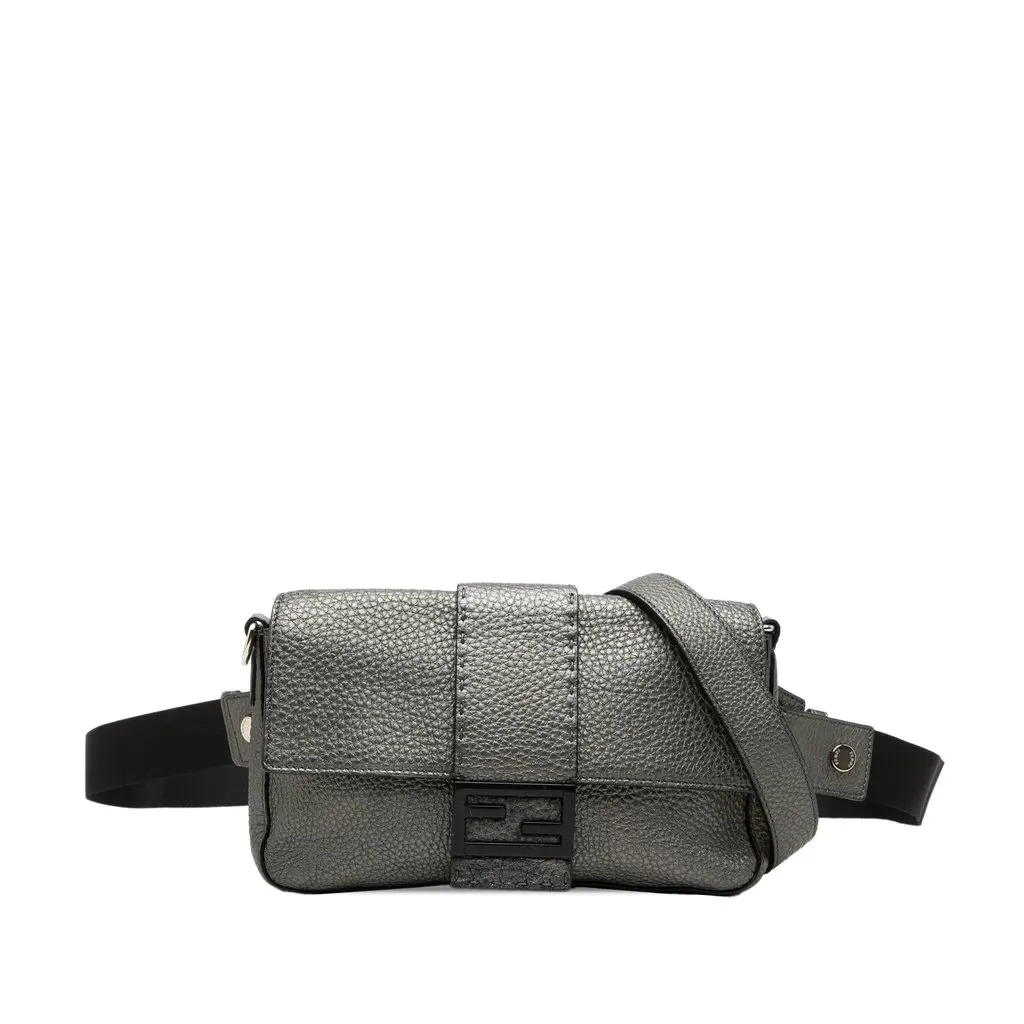 Fendi Leather Selleria Convertible Baguette Satchel MultiColor Leather Very good - Front View