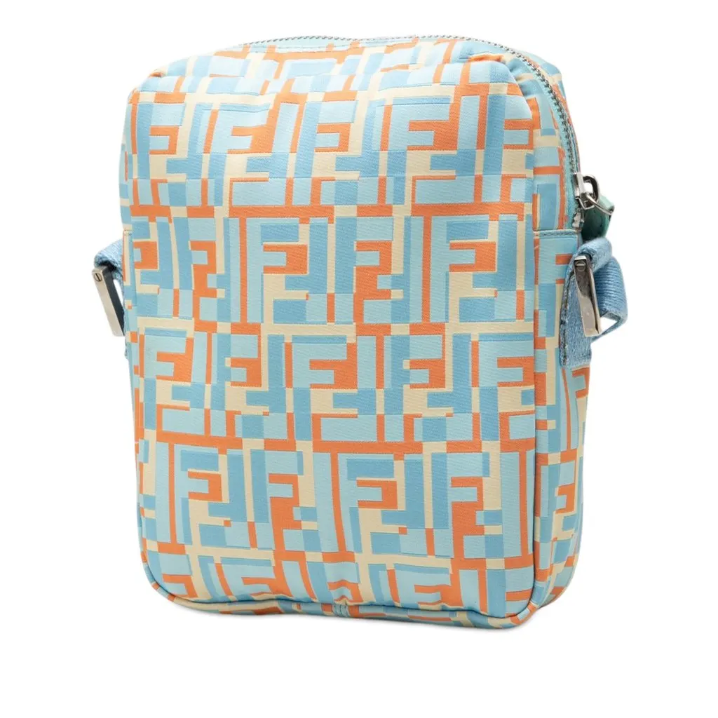 Fendi Zucca Nylon Messenger Bag Blue Very good - Back View