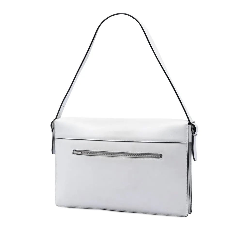 Celine Multicolor Leather and Pony Hair Diamond Shoulder Bag White Leather Very good - Back View