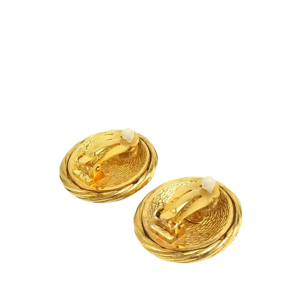 Chanel CC Gold Plated Twisted Round Clip on Earrings Gold Metal Very good - Inside View