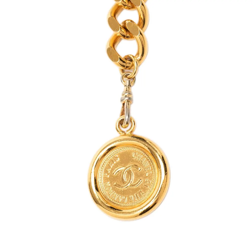 Chanel Gold Plated CC Medallion Chain Link Belt Gold Metal Very good - Back View
