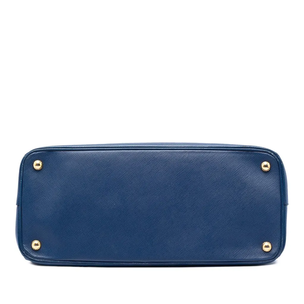 Prada Large Saffiano Lux Galleria Double Zip Tote Blue Leather Good - Inside View