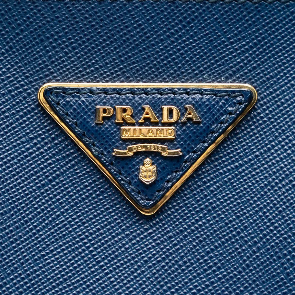Prada Large Saffiano Lux Galleria Double Zip Tote Blue Leather Good - Box View