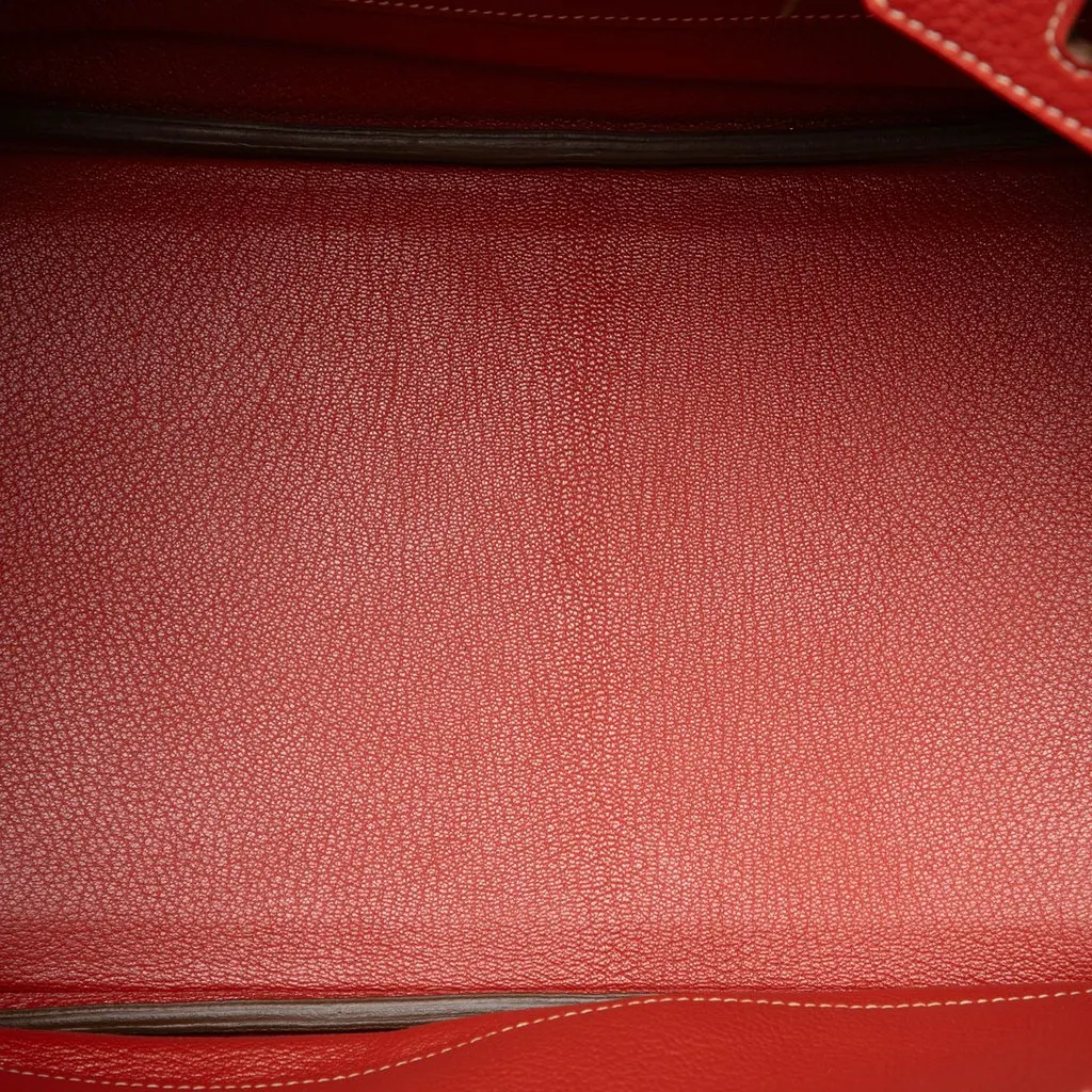 Hermès Limited Edition Bicolor Clemence Birkin Retourne 35 Orange Leather Good - Model View
