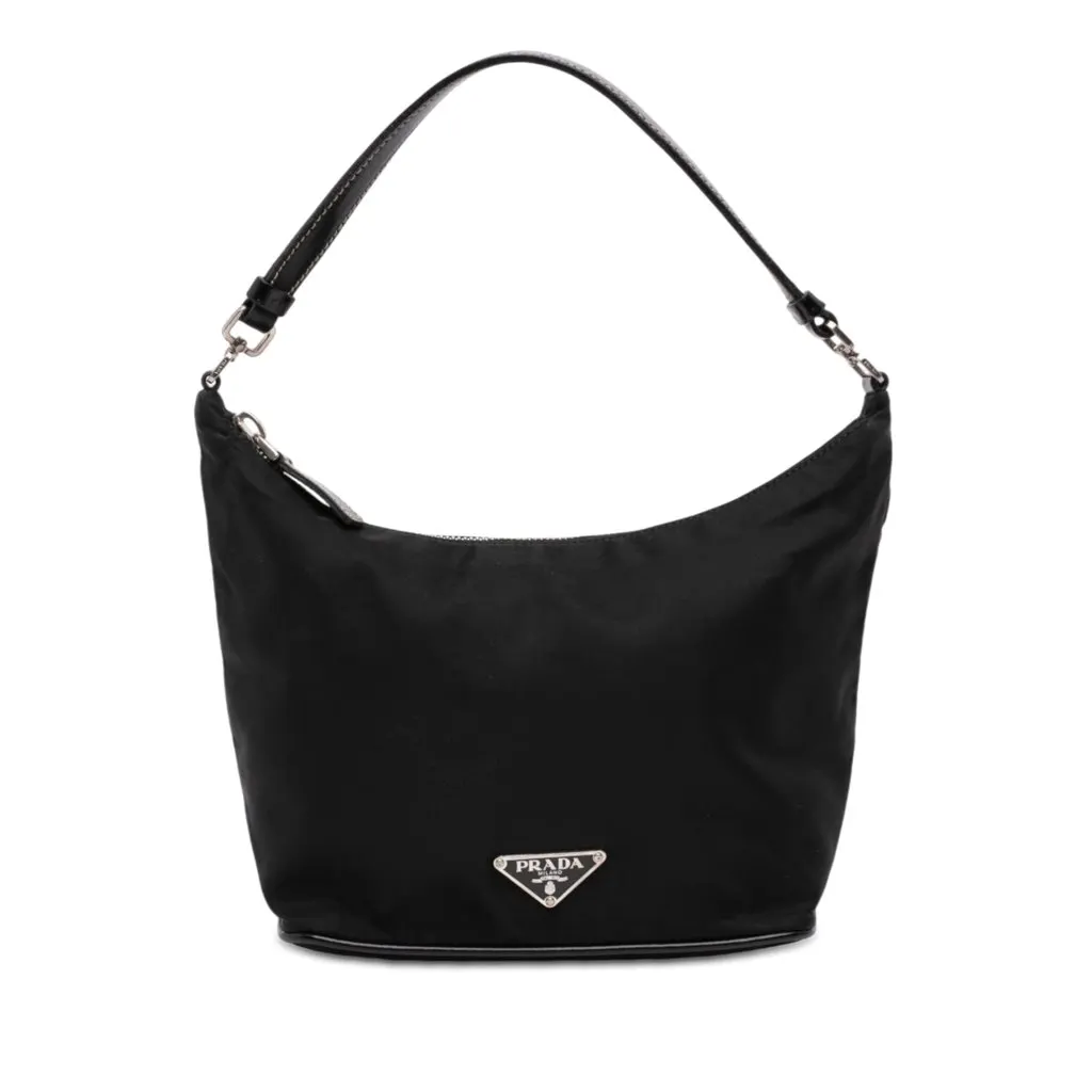 Prada Tessuto Sirio Shoulder Bag Black Very good - Front View