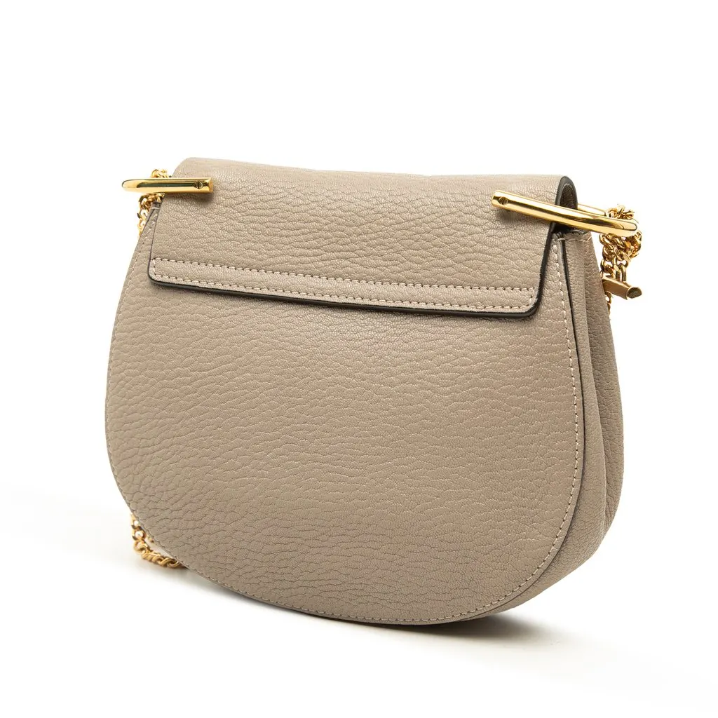 Chloé Mini Grained Lambskin Drew Crossbody Brown Leather Good - Back View