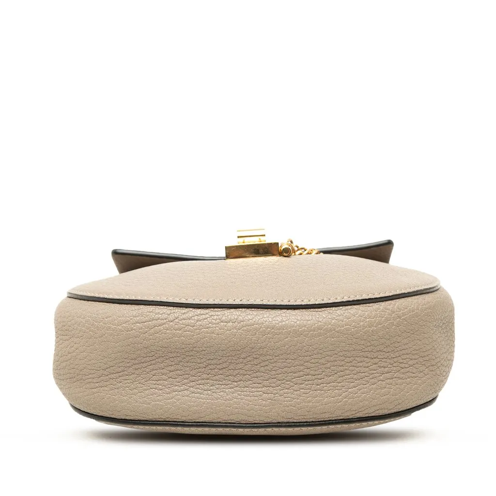 Chloé Mini Grained Lambskin Drew Crossbody Brown Leather Good - Inside View