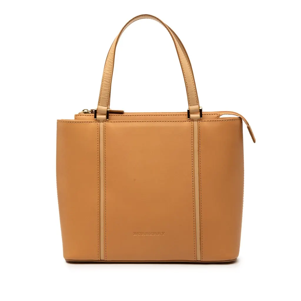 Burberry Leather Tote Brown Leather Good - Front View