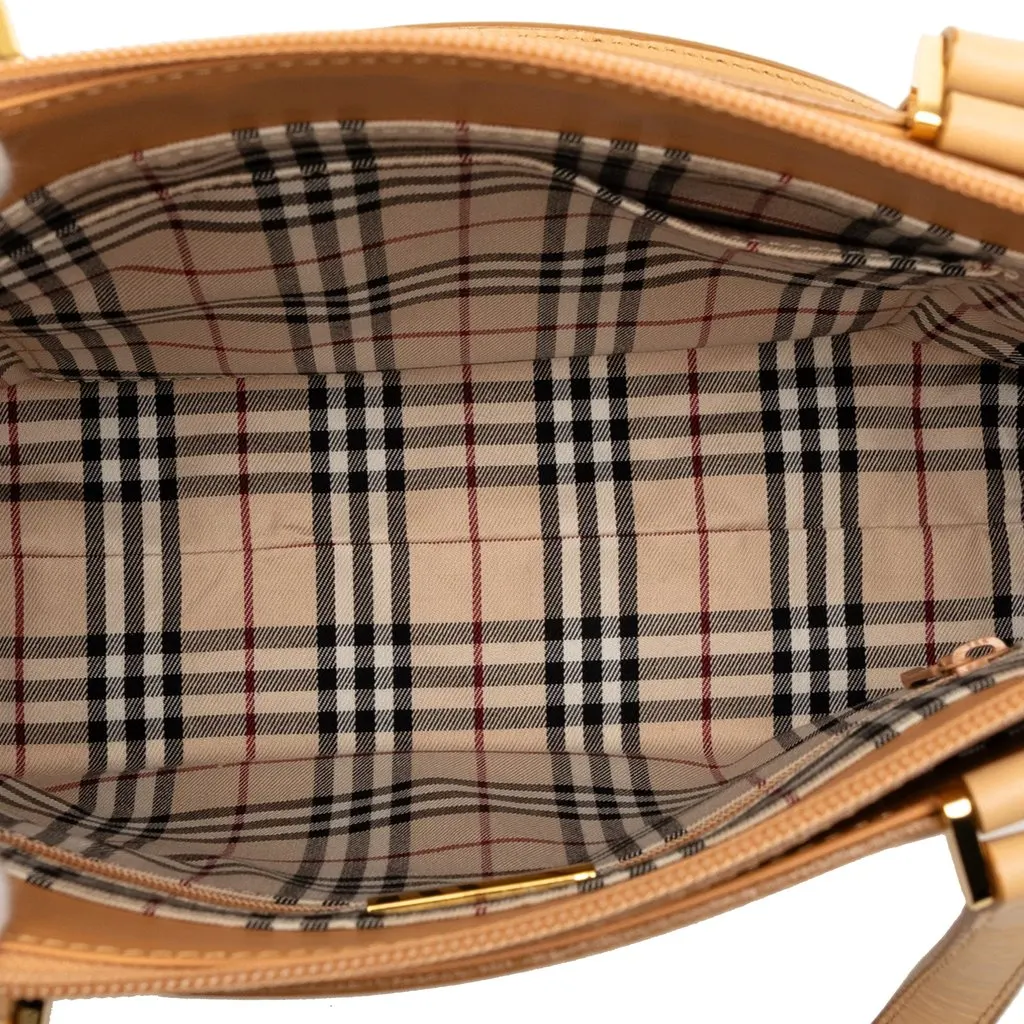 Burberry Leather Tote Brown Leather Good - Model View