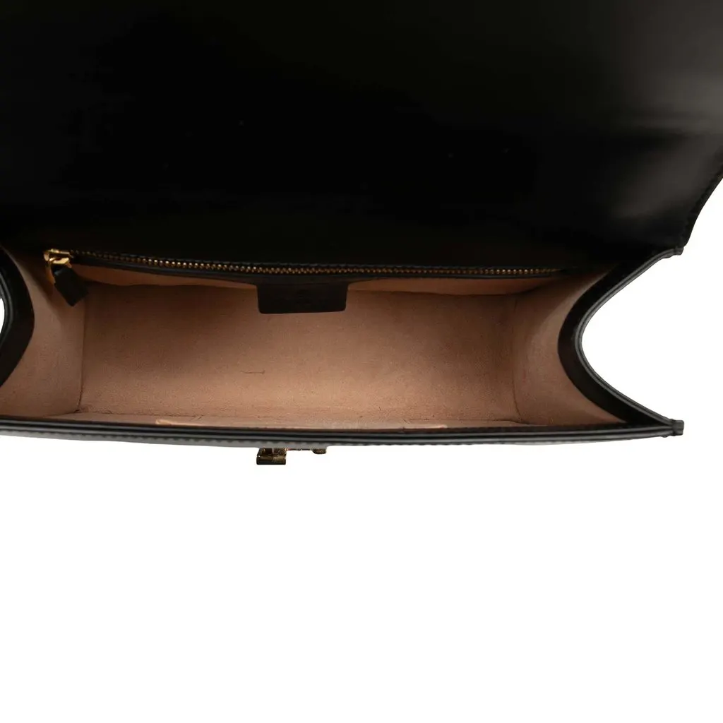 Gucci Small Calfskin Web Sylvie Satchel Black Leather Very good - Model View